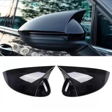 Imagem de 2 peças para VW Golf 8 MK8 R GTI RLine 2020 2021 2022 2023 acessórios capa de espelho retrovisor lateral de buzina de boi capa de espelho retrovisor automotivo esportivo ABS - preto carbono