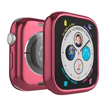 Imagem de D & K Exclusives Capa protetora compatível com Apple Watch Series 6/SE/5/4 - 44 mm | Fina, durável, absorvente de choque | Rosa