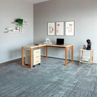 Imagem de Mesa Escritório c/ Gaveteiro Mesa Auxiliar e Prateleiras MDF - Pradel 