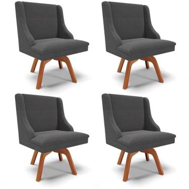 Imagem de Cadeira Sala De Jantar Giratória Mm35 Kit 4 Liz Bouclê Grafite D03 - D`rossi