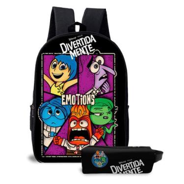 Imagem de Kit Mochila com Estojo Escolar Cores Emoções Diversão Infantil Unissex