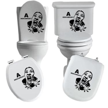 Imagem de Adesivo rosto 2 vaso sanitário privada caixa acoplada descarga azulejo