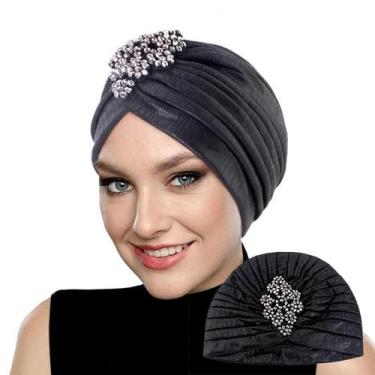 Imagem de Boné Turbante de Diamante Luxo Feminino - Elástico, para Quimioterapia