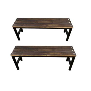 Imagem de Kit 2 Bancos Para Vestiário Refeitório E Jardim 120x30x45cm - Metal Pr