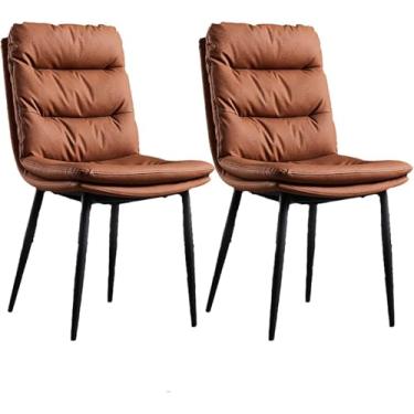 Imagem de Cadeiras De Jantar Minimalistas Modernas, Pernas De Aço Carbono, Cinza, Conjunto De 2 Peças Com Encosto De Camada Dupla - Ideal Para Sala De Jantar, Cozinha, Sala De Estar