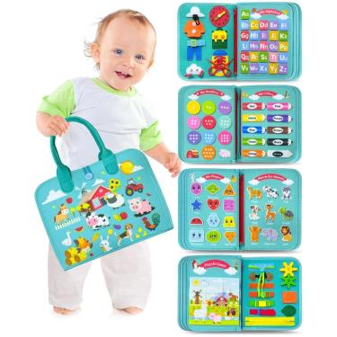 Imagem de Brinquedo Montessori Toy Walenty Toddler Busy Board de 1 a 4 anos de fazenda verde