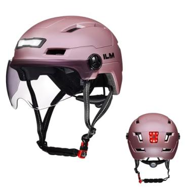 Imagem de ILM Capacete De Bicicleta Adulto Com Luz Frontal E Traseira Led Recarregável Por Usb, Capacetes Montanha Estrada Para Homens Mulheres, Óculos Removíveis Ciclismo E3-10L (Rosa-Rosa, Extrapequeno)