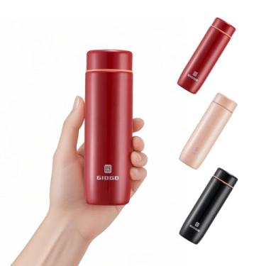 Imagem de Garrafa térmica pequena fina com isolamento a vácuo de 285 ml/272.2 g Garrafas de água térmica de aço inoxidável para bebidas quentes e frias, perfeita para bolsa ou lancheira infantil (vermelha)