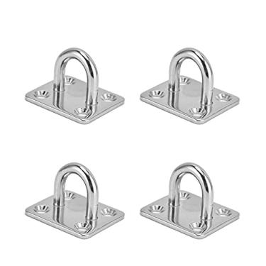 Imagem de Placa de Olho de Aço Inoxidável Com Gancho Fechado para Suporte de Parede de Teto, Placa de Olho de Prata de 4pcs para Redes e Equipamentos Esportivos