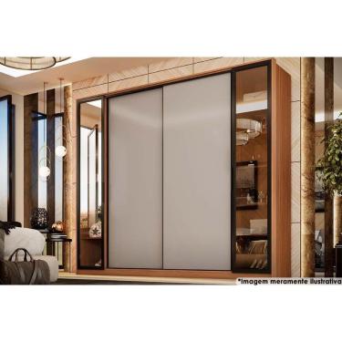 Imagem de Guarda Roupa 4 Portas de Correr (2 c/ Vidros Reflecta) e 4 Gavetas Laredo Flex Nogueira/Nogueira ou Nude - Demóbile