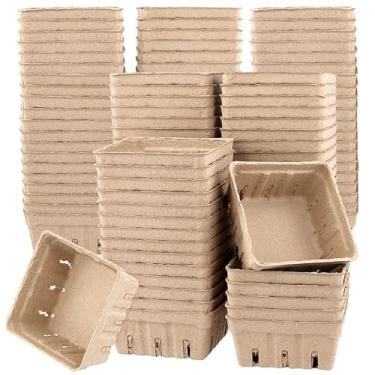 Imagem de HOIGON 120 Cestas De Polpa Papel Para Frutas Vermelhas, Recipientes Marrons 3,7 X 1,8", Armazenamento Morangos Mercado Produtores Domésticos