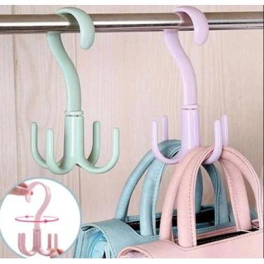 Imagem de 2 Cabides Gancho Rotativo 360 Multiuso 4x1 Para Guarda-Roupa - Pent te