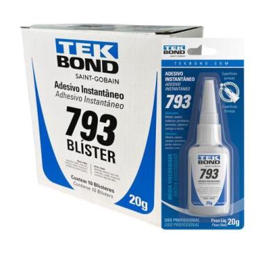 Imagem de Cola Instantânea Tek Bond 793 20g Blíster cx c10 Super Bonde - tekbond