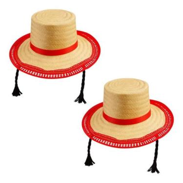 Imagem de Kit 2 Chapéus Trança Palha Mocinha Festa Junina Vermelho - Evolution
