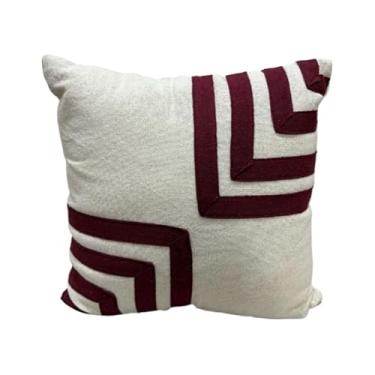 Imagem de Capas de Almofadas Bordo (Capas/Manta) Rustica Artesanal Algodão Sofa Cama Tiras Boho Chic(a capa não contém enchimento)(Capa almofada Vinho Tribo)