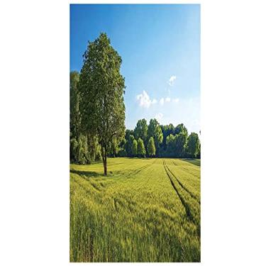 Imagem de Película de privacidade para janela florestal, janela decorativa 3D, decalques de vitrais, adesivo de janela aderente estática não adesivo, L90 x C 190 cm verde azul