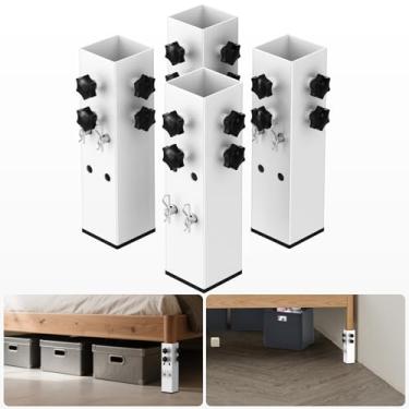 Imagem de FOROIRON 2025 Up-Grade Pacote com 4 peças Elevador de Cama de Dormitório Aço Carbono 6 cm Diâmetro Metal Bed Riser Alto para Dormitório Moldura de Cama de Madeira Altura 8 cm, 13 cm (para Perna de