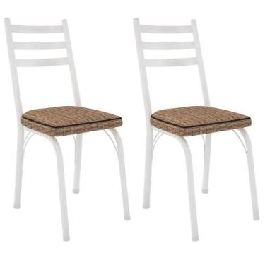 Imagem de Kit 2 Cadeiras Para Cozinha Tubular D-13 Nara De Aço Branco/rattan - A