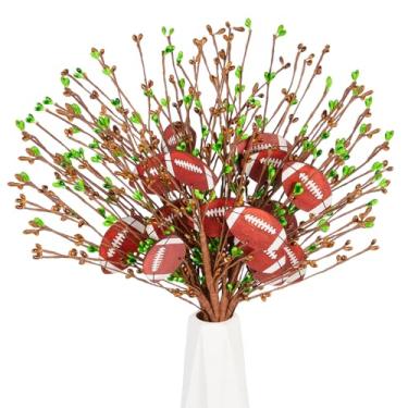 Imagem de XunYee 6 peças de decoração de festa de futebol americano pauzinhos para mesa esporte rúgbi enfeites de aniversário para dia de jogo decoração de chá de bebê esporte flores artificiais suprimentos de