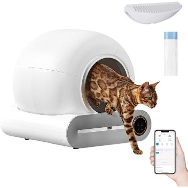 Imagem de Caixa De Areia Para Gatos Autolimpante, Caixa De Areia Com Detector Infravermelho E Sensores De Peso, Caixa De Areia Automática Para Gatos Com Remoção De Odores, Caixa De Areia Autolimpante