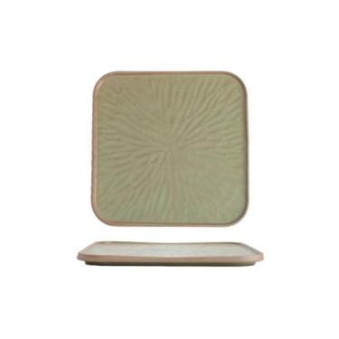 Imagem de Prato plano quadrado comercial de restaurante bandeja de cerâmica requintada criativa simples - 30,5 cm verde fruta