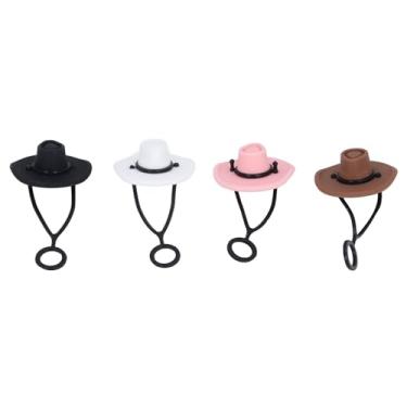 Imagem de TOPINCN Capa de Cowboy Chapéu de Palha de Ponta, Tampa de Tampa de Palha Fofa Reutilizável à Prova de Vazamentos, Tampa do Protetor de Silicone Universal, Ampla Compatibilidade Adequada (4PCS)