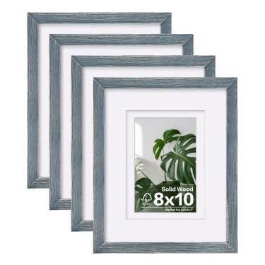 Imagem de Conjunto de 4 porta-retratos Egofine de madeira maciça 8x10 azul rústi