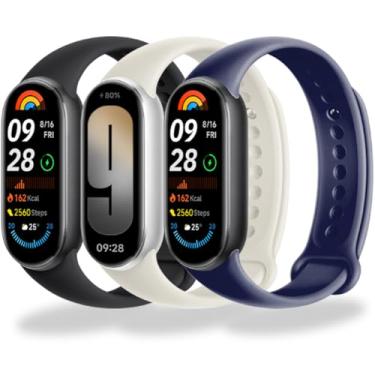 Imagem de BABEJIA 3 peças de pulseiras compatíveis com Xiaomi Mi Band 9 e Xiaomi Mi Band 8, pulseiras de silicone macio Mi Band 9, pulseiras de substituição para pulseira Smart Band 9/8, respirável