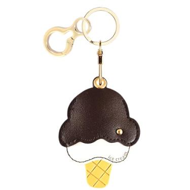 Imagem de Capa de couro compatível com AirTag, linda capa protetora com chaveiro, rastreador GPS antiarranhões para chaves, bolsa, animais de estimação (sorvete B)