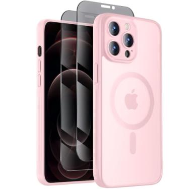 Imagem de Symcele Capa projetada para iPhone 12 Pro Max, compatível com MagSafe, com protetores de tela de privacidade X2, [proteção da câmera] [proteção contra quedas militares] capa de telefone à prova de