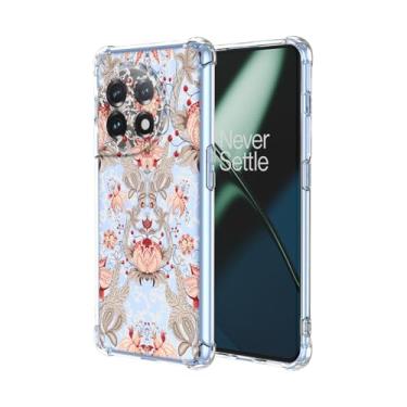 Imagem de JDYGWK Capa para Oneplus 11 1+ 11 estampa floral transparente, silicone TPU macio, fina, à prova de choque, capa protetora antiarranhões para Oneplus 11, rosa branco floral