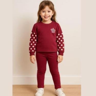 Imagem de Conjunto Infantil Menina Blusa Manga Longa Estampa Poá + Calça Kely &Kety-Feminino