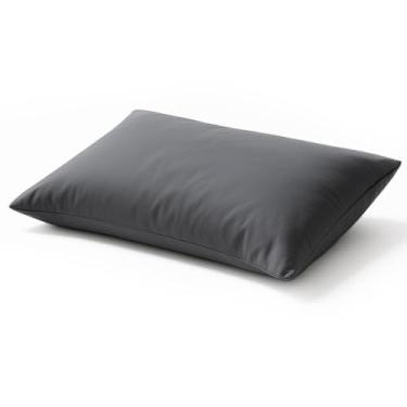 Imagem de Capa de travesseiro de cama queen size, tecido de microfibra escovada, resistente ao encolhimento e desbotamento, fronhas macias respiráveis com fecho de envelope, 51 cm x 76 cm, cinza