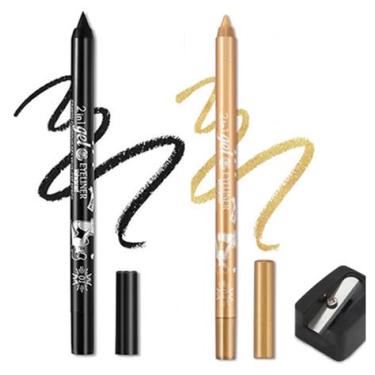 Imagem de Fato de lápis de delineador flash de gel colorido, 2 canetas de delineador de olhos, caneta de delineador de olhos impermeável, sombra de olhos, sobrancelha, lápis de olhos (01 preto & 04 branco)