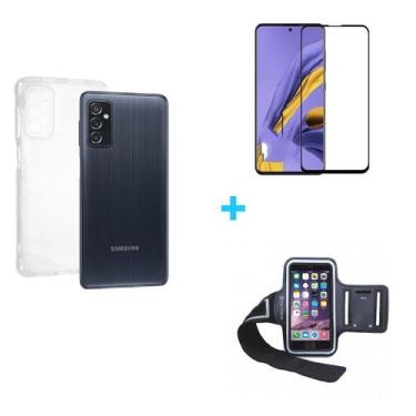 Imagem de Kit Braçadeira Samsung Galaxy M52 5G + Capa + Película Vidro - Hrebos