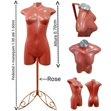 Imagem de Manequim feminino adulto (Meio corpo Jó N.36) Rose com tampa prata + p