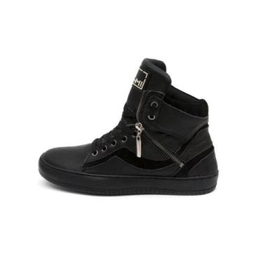 Imagem de Tênis Sneaker Cano Alto em Couro com Zíper 20500 Bawmi, Preto, 36