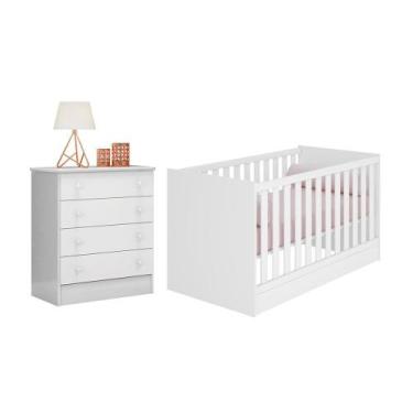 Imagem de Berço Mini Cama E Cômoda Doce Sonho Branco Qmovi