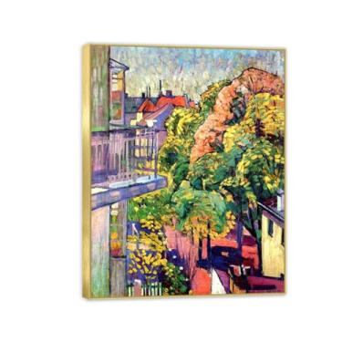 Imagem de RYLJCZ Lâminas de arte mural famosas de Adolf Erbsloh - Spring- Reproduções de pinturas em tela- quadro emoldurado póster decoração de parede giclée 40 x 50 cm (15,8 x 19,7 pol) moldura dourada