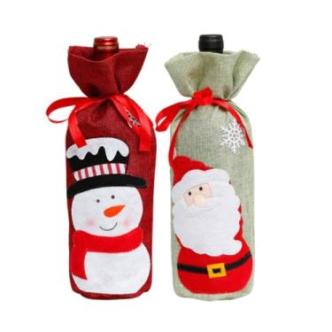 Imagem de mdgfge Peças De Sacos Vinho Natal, Garrafas Estopa Com Cordão, Capas Reutilizáveis Para Decoração Festas, Casamentos E Aniversários