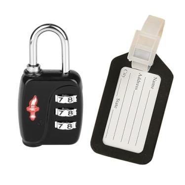 Imagem de dwoyow 1 conjunto de cadeado de bagagem aprovado pela TSA - Essencial de viagem seguro com etiqueta de bagagem grátis! Fechadura de combinação para malas, mochilas, armários de academia e escola