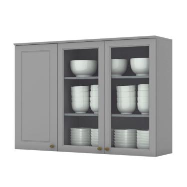 Imagem de Armário Aéreo 03 Portas Americana Cinza Henn