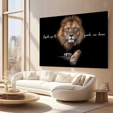 Imagem de Quadros Decorativos para Quarto Sala 40x60 Leão Aquele que te Guarda Salmos Grande Escritório Hall