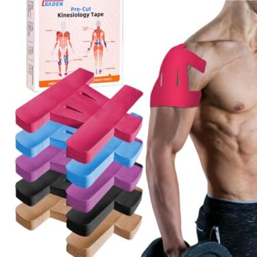 Imagem de IEADEN Fita cinesiológica pré-cortada para ombro, 10 peças - Suporte e estabilidade no ombro, fita atlética para alívio da dor no ombro - impermeável e elástica, respirável, hipoalergênica, sem látex,