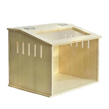 Imagem de KiBcsLic Caixa de nidificação de gaiola de hamster de madeira com abertura superior respirável, habitat para hamster, chocadeira para pintinhos, ouriços, 40cmx30cmx30cm