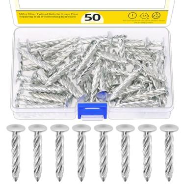 Imagem de Mardatt 50 peças prata 6,5 x 45 mm pregos de cerca, haste em espiral, pregos torcidos de fio de cimento sólido galvanizado para reparo de piso de casa madeira de parede
