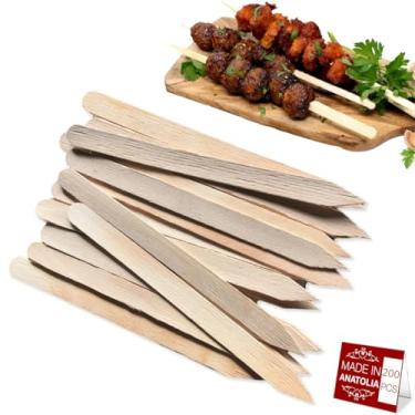 Imagem de Hakan Pacote Com 100 Espetos Planos De Madeira Para Grelhar, 24 Cm Comprimento, 2 Largura, Kabob, Grelhar Churrasco, Carne, Vegetais, Frutas, Aperitivos, Palitos Kebab Shish Adana, 25 X