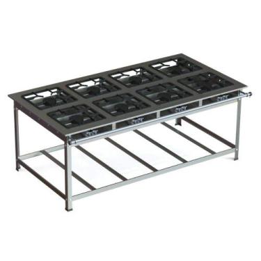 Imagem de Fogão Industrial Inox 40x40 P10 8 Bocas Alta Pressão - JL Colombo