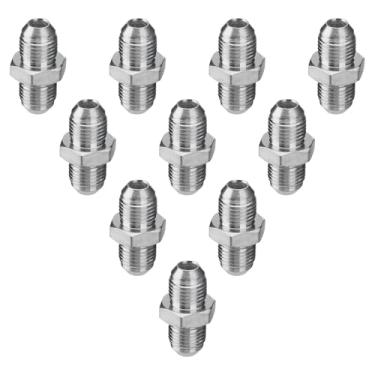 Imagem de Racewill Pacote com 10 adaptadores de mangueira hidráulica: 3/20.3 cm JIC macho x 3/20.3 cm JIC macho, conectores hidráulicos de tubo reto com tampa de proteção