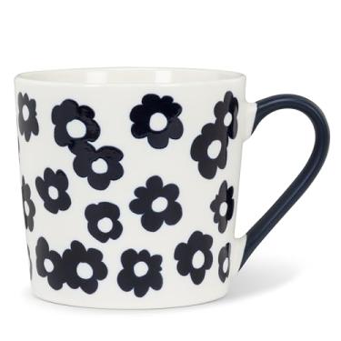 Imagem de Abbott Collection Caneca de flores gráficas - Bone China, branco/azul-marinho, 9 cm A (368 g)